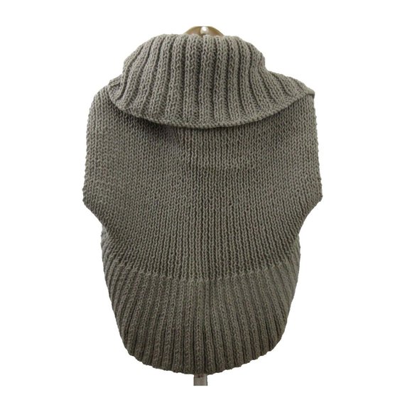 Sweater Shrug Vest One Size Mocha Brown Cable Knit Cowl Neck Cropped Open Front - Picture 2 of 5